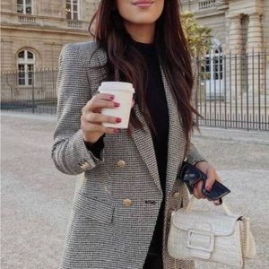 Zara Tailored Houndstooth Blazer